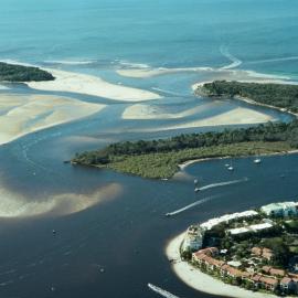 Aerial view, Noosa River mouth and Bar, Noosa Heads, 2 August 2008