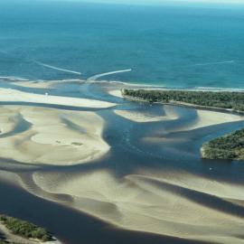 Aerial view, Noosa River mouth and Bar, Noosa Heads, 2 August 2008