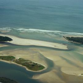 Aerial view, Noosa River mouth and Bar, Noosa Heads, 8 April 2008