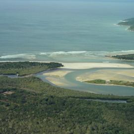 Aerial view, Noosa River mouth and Bar, Noosa Heads, 8 April 2008