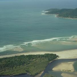Aerial view, Noosa River mouth and Bar, Noosa Heads, 8 April 2008