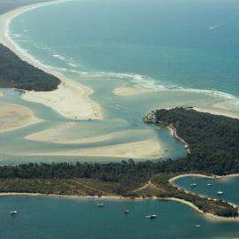 Aerial view, Noosa River mouth and Bar, Noosa Heads, 20 August 2008