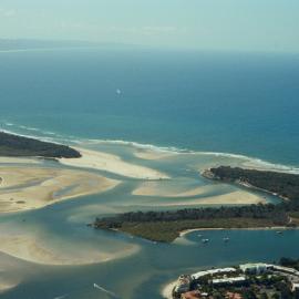 Aerial view, Noosa River mouth and Bar, Noosa Heads, 20 August 2008