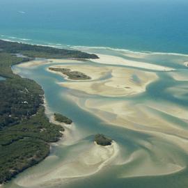 Aerial view, Noosa River mouth and Bar, Noosa Heads, 20 August 2008