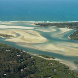 Aerial view, Noosa River mouth and Bar, Noosa Heads, 20 August 2008