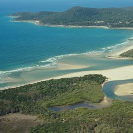 Aerial view, Noosa River mouth and Bar, Noosa Heads, 20 August 2008