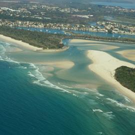 Aerial view, Noosa River mouth and Bar, Noosa Heads, 20 August 2008