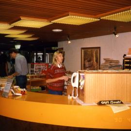 Circulation desk, Noosa Library, Pelican Street, Tewantin, 17 April 1990