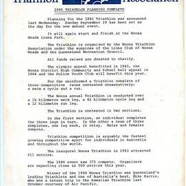Noosa Triathlon planning, 1985