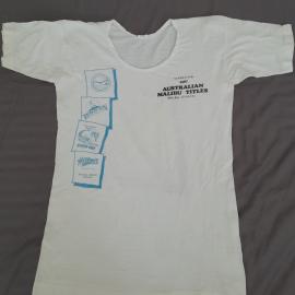 Competitor T-shirt, Australian Malibu Titles, Byron Bay, 20 September - 4 October 1987
