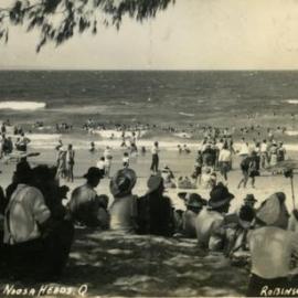 Beachgoers, Noosa Main Beach, Noosa Heads,  1947 