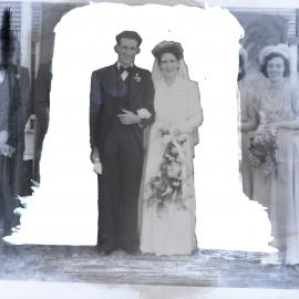 Len and Betty Ely, wedding portrait, 27 July 1947