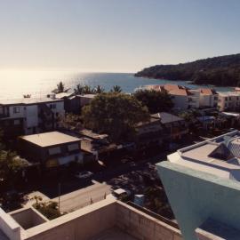 Elevated view, Hastings Street, Noosa Heads, ca late 1980s