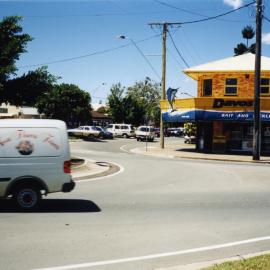 Businesses, Thomas Street and Gympie Terrace round-a-bout, Noosaville, ca 2000