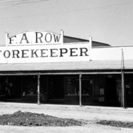 F. A. Row, Storekeeper, cnr Maple and Emerald Streets, Cooroy, ca 1923