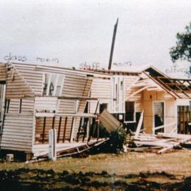 Demolition of old buildings, Tewantin State School, Tewantin, November 1968