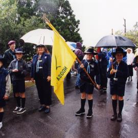 Noosa Sea Scouts, 125 years Anniversary parade participants, Tewantin State School, Tewantin, 2000