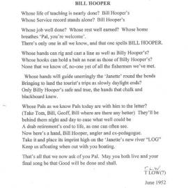 Retirement poem, William Hooper, 1952