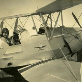 Olive Donaldson, flying lesson, Teewah Beach, Noosa North Shore, 1946 