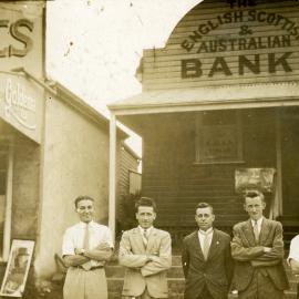 Messer's J. Corne, A. S. Finter, A. C. King, M. L Harris and G. C. Henzell (l-r), E S & A Bank,  Pomona, 14 April 1932