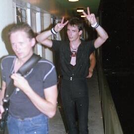 Before the concert, The Angels and roadies, Thompson’s Hotel, Mooloolaba approx. 1981-82