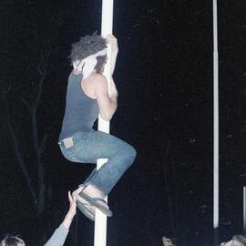 Climbing for a better view, Summer of '82 concert, Noosa AFL Ground, Noosaville, 9 January 1982