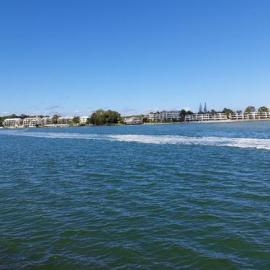 Accommodation viewed across Noosa River, Noosa Spit, Noosa Heads, 28 June 2025