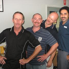 Gavin Elliott, Joe Griggs, Mark Upson, and Tyler Griffin, showing off their moustaches for Movember, 1 May 2007