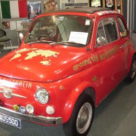 Fiat Bambino inside Library foyer to celebrate Italian Week, February 2008