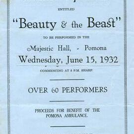 Programme, 'Beauty and the Beast', Majestic Hall, Pomona, 15 June 1932
