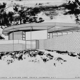 Architect sketch, 'The Benjamin House', Deakin, Canberra, ca 1956-57