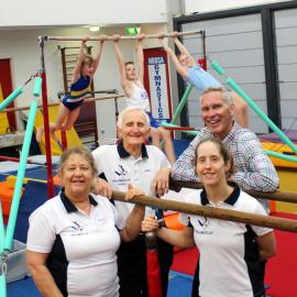 Meryl Elphinson (Head coach), Barry Elphinston (President), Frank Wilkie (Secretary), Michelle Elphinston (Head coach), Noosa Gymnastics Club, Bicentennial Hall, Sunshine Beach, 5 July 2016