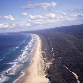 Aerial view, shoreline, Noosa North Shore, ca 1990s