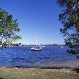 Anchored boats, Noosa River, ca 1990s