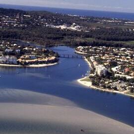 Aerial view, Noosa River, Noosa Heads, ca 1990s