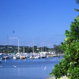 Anchored boats, Noosa River, Noosaville, ca 1980s