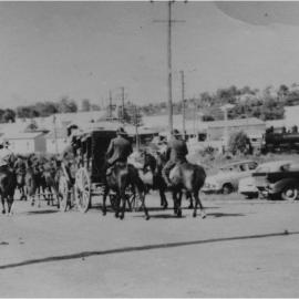 Parade, Cobb & Co re-enactment, Queensland Centenary Celebrations, Factory Street, Pomona, 1959