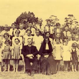 School photo, St. Patrick's Covent School, Pomona, 10 February 1947. 