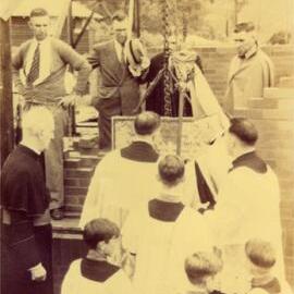 Laying Foundation Stone and blessing, St. Patrick's Convent School, Pomona, 6 April 1947