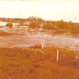 Cleared land, New Noosa Council Chambers under construction, Pelican Street, Tewantin, ca 1979