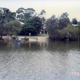 Dwellings and boat ramp, Noosa River, 9 February 1995
