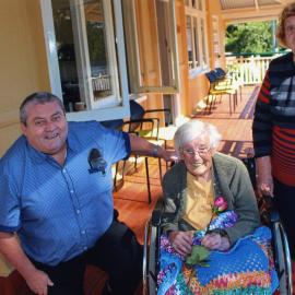 Lindsay Buchanan, Esme Tait and Joan Buchanan (l-r), Official opening Tait-Duke Cottage, Earl Street, Tewantin, 7 June 2017