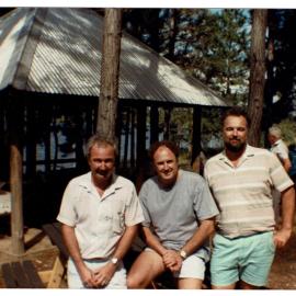 Stan Peachey, Allan Peachey, Peter Peachey (l-r), Picnic area, Lake Macdonald