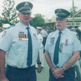 Sergeant Mal Scott (l) and fellow police officer, ANZAC Day, Cooroy