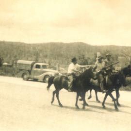 Parade participant, Queensland Centenary celebrations, King Street, Cooran, 1959