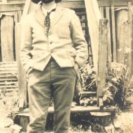 Fancy dress participant, Mrs May Vidler, Queensland Centenary Celebrations, Cooran, 1959