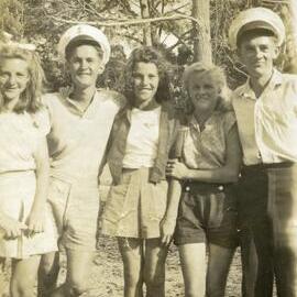 Boating party, Boreen Point, Lake Cootharaba, 1947