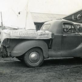 Decorated vehicle, Lake Cootharaba Sailing Club, Queen Elizabeth II Coronation Parade celebration, June 1953