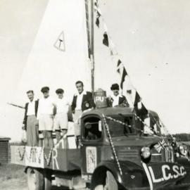 Float, Lake Cootharaba Sailing Club, Coronation Day Parade celebrations, Gympie, 2 June 1953
