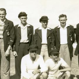 Club members and Float, Lake Cootharaba Sailing Club, Queen Elizabeth II Coronation Day Parade celebrations, Albert Park, Gympie, 2 June 1953